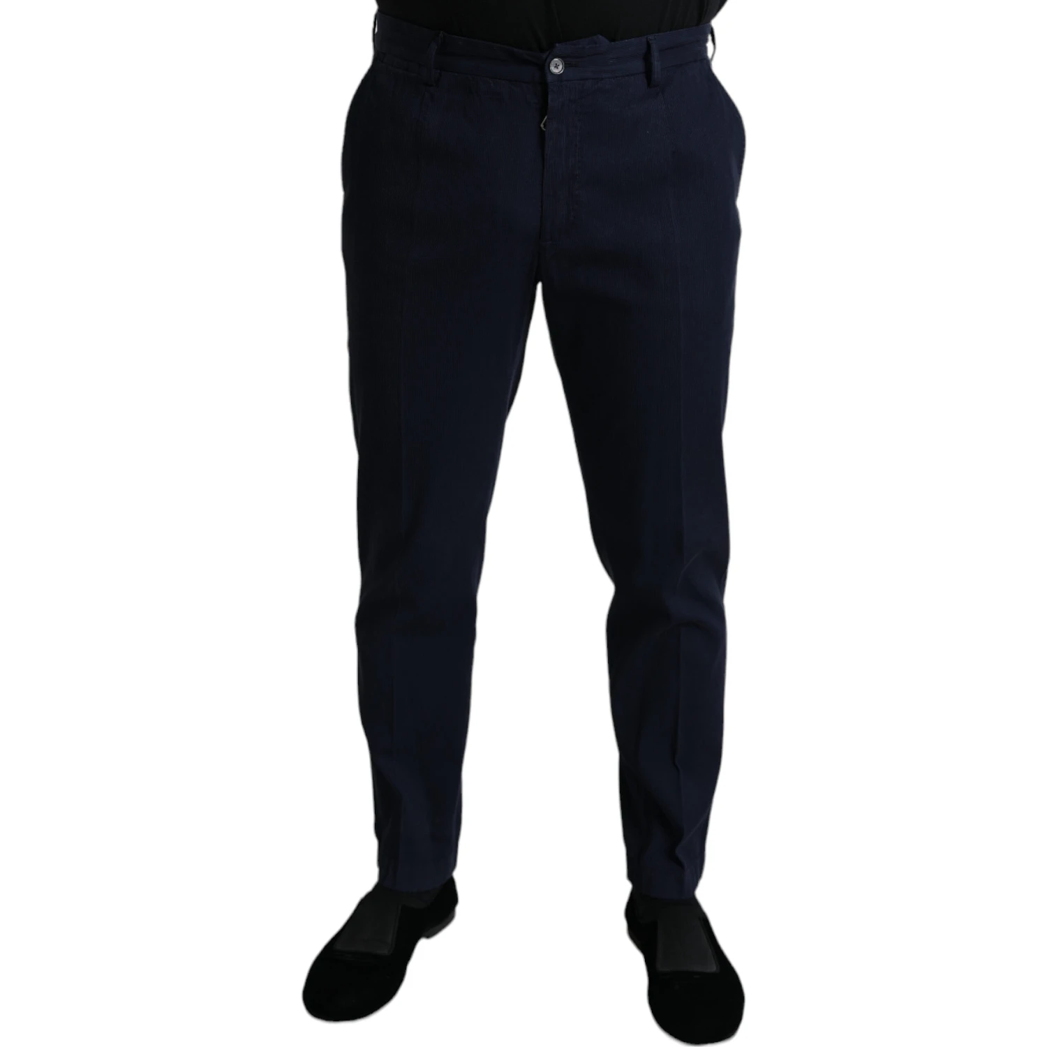 Dark Blue Cotton Stretch Slim Fit Dress Pants