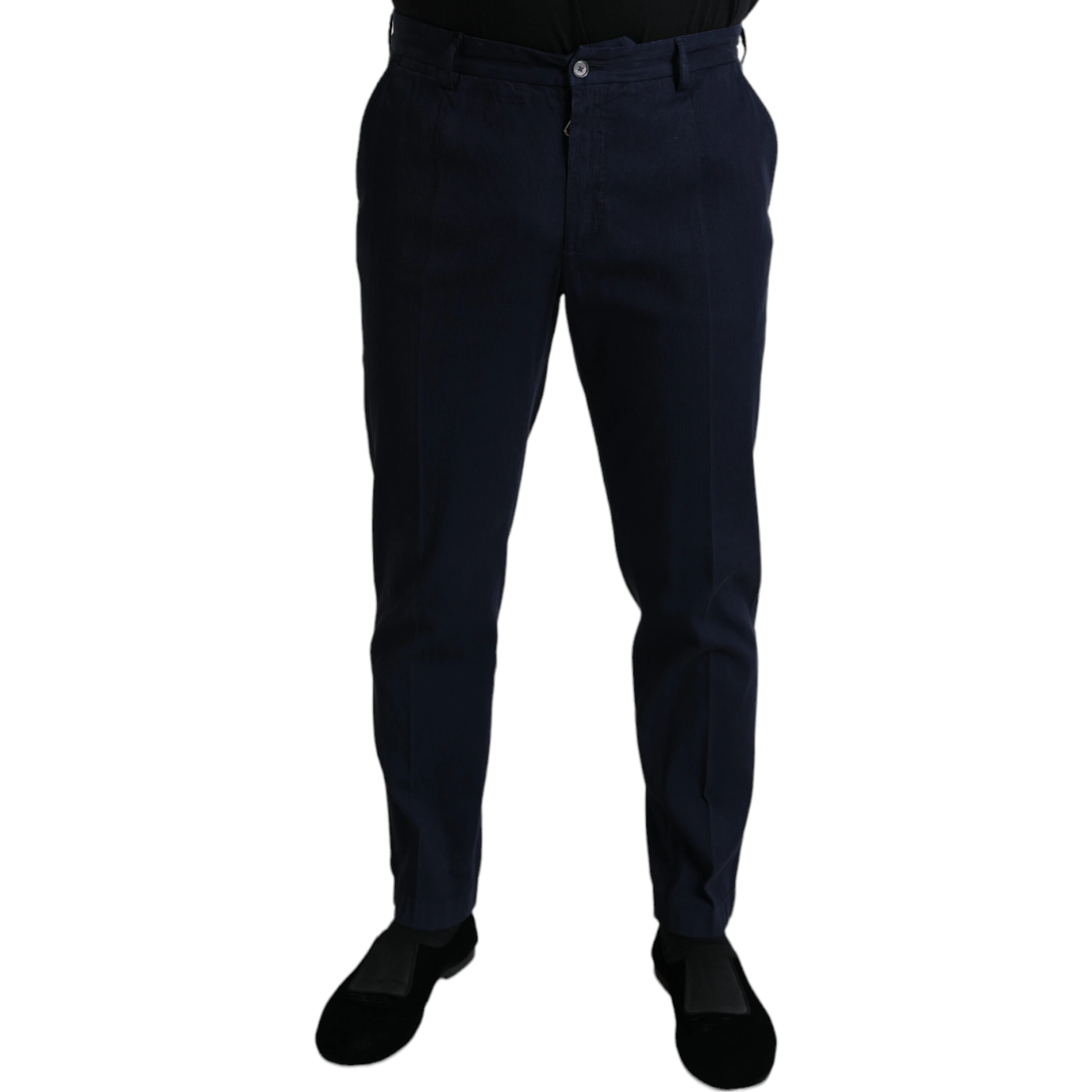 Dark Blue Cotton Stretch Slim Fit Dress Pants