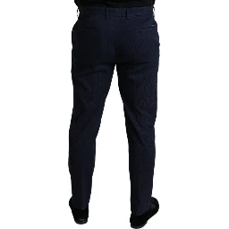 Dark Blue Cotton Stretch Slim Fit Dress Pants
