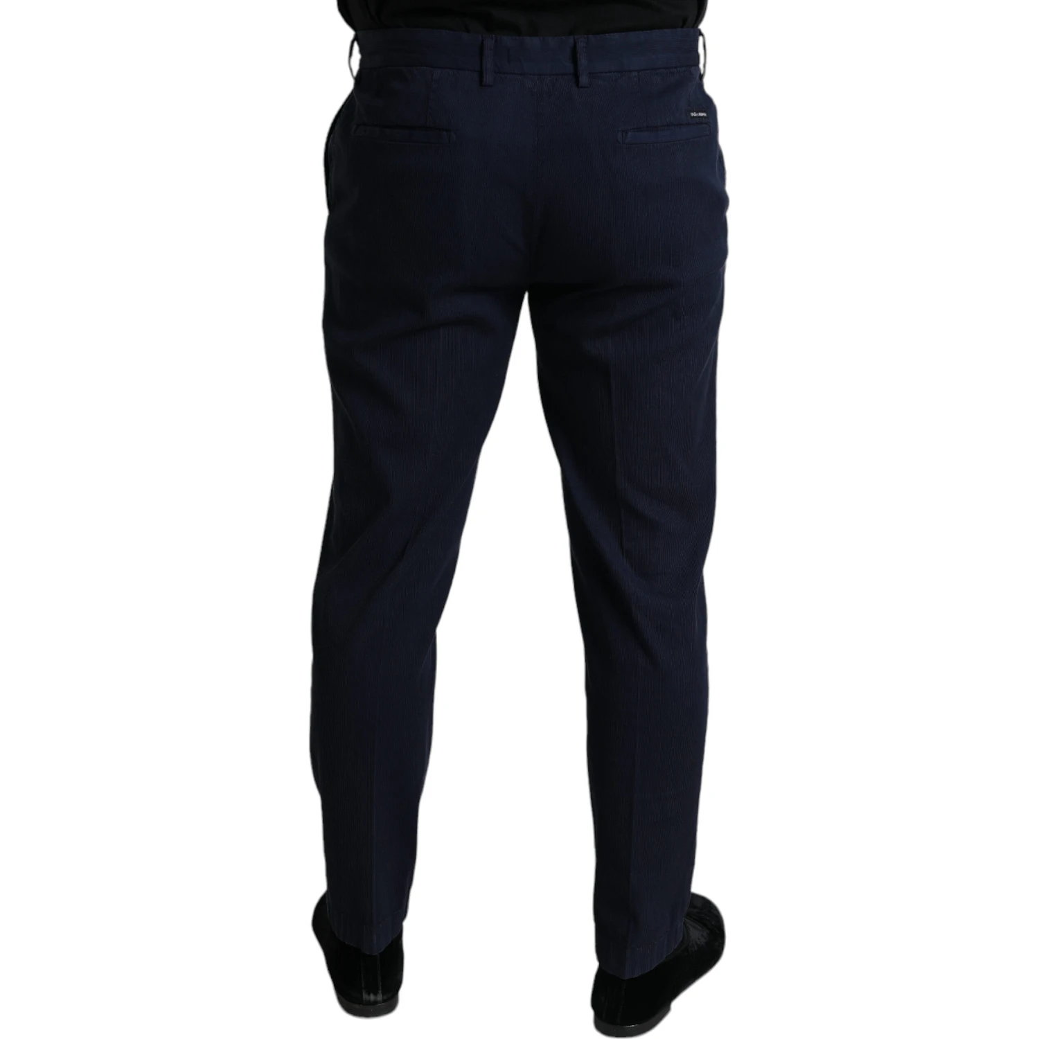 Dark Blue Cotton Stretch Slim Fit Dress Pants