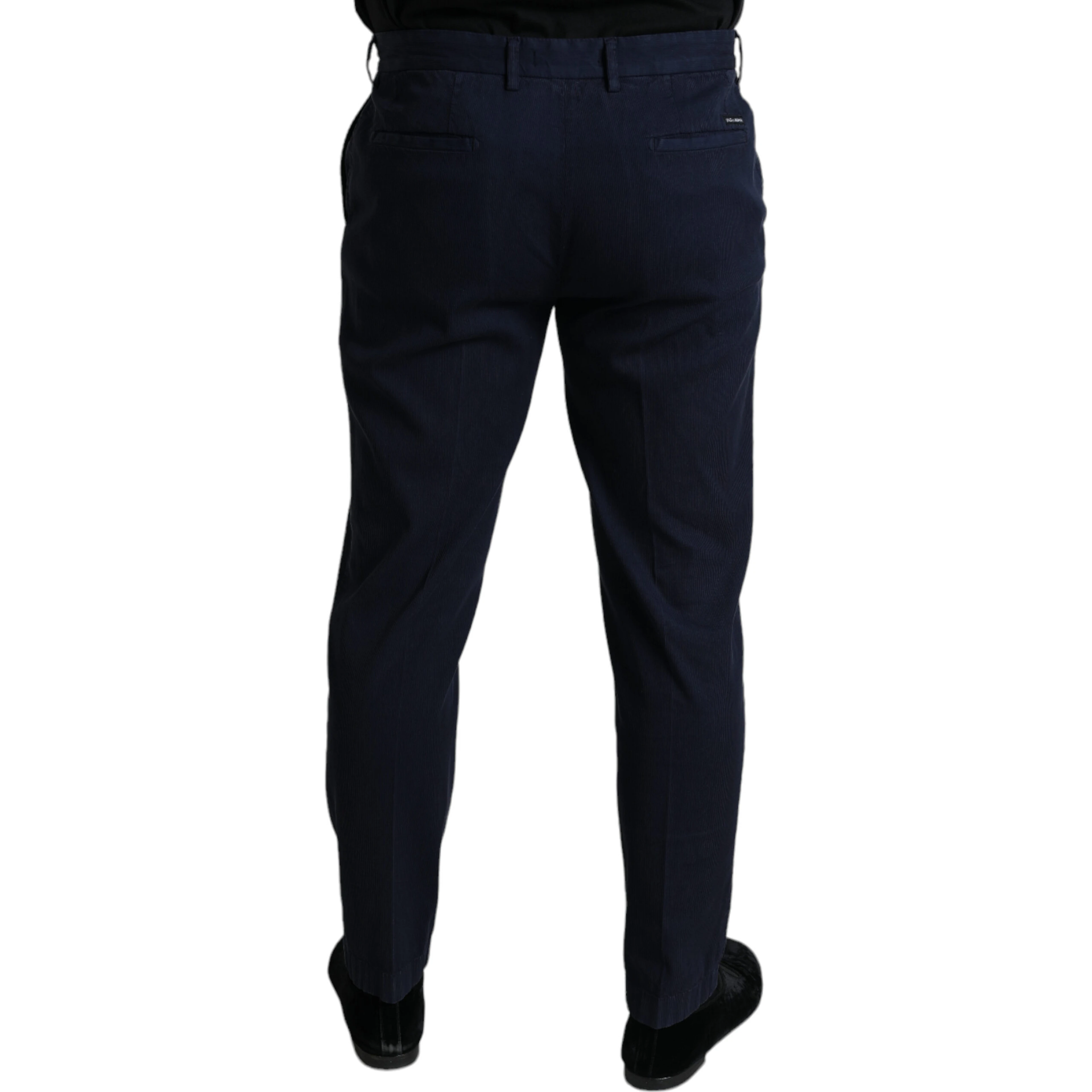 Dark Blue Cotton Stretch Slim Fit Dress Pants