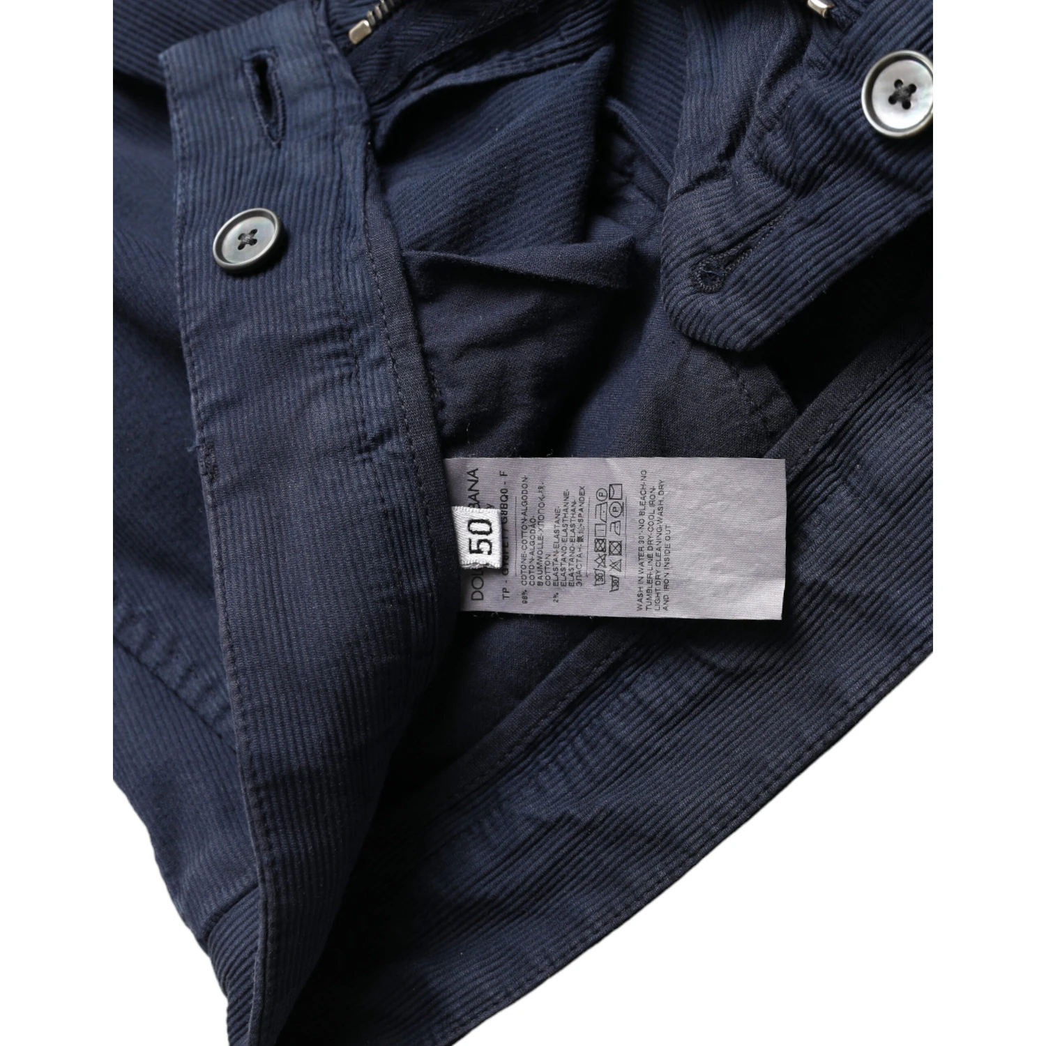 Dark Blue Cotton Stretch Slim Fit Dress Pants