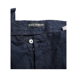 Dark Blue Cotton Stretch Slim Fit Dress Pants