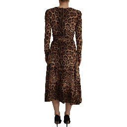 Brown Leopard Wrap A-line Maxi Viscose Dress