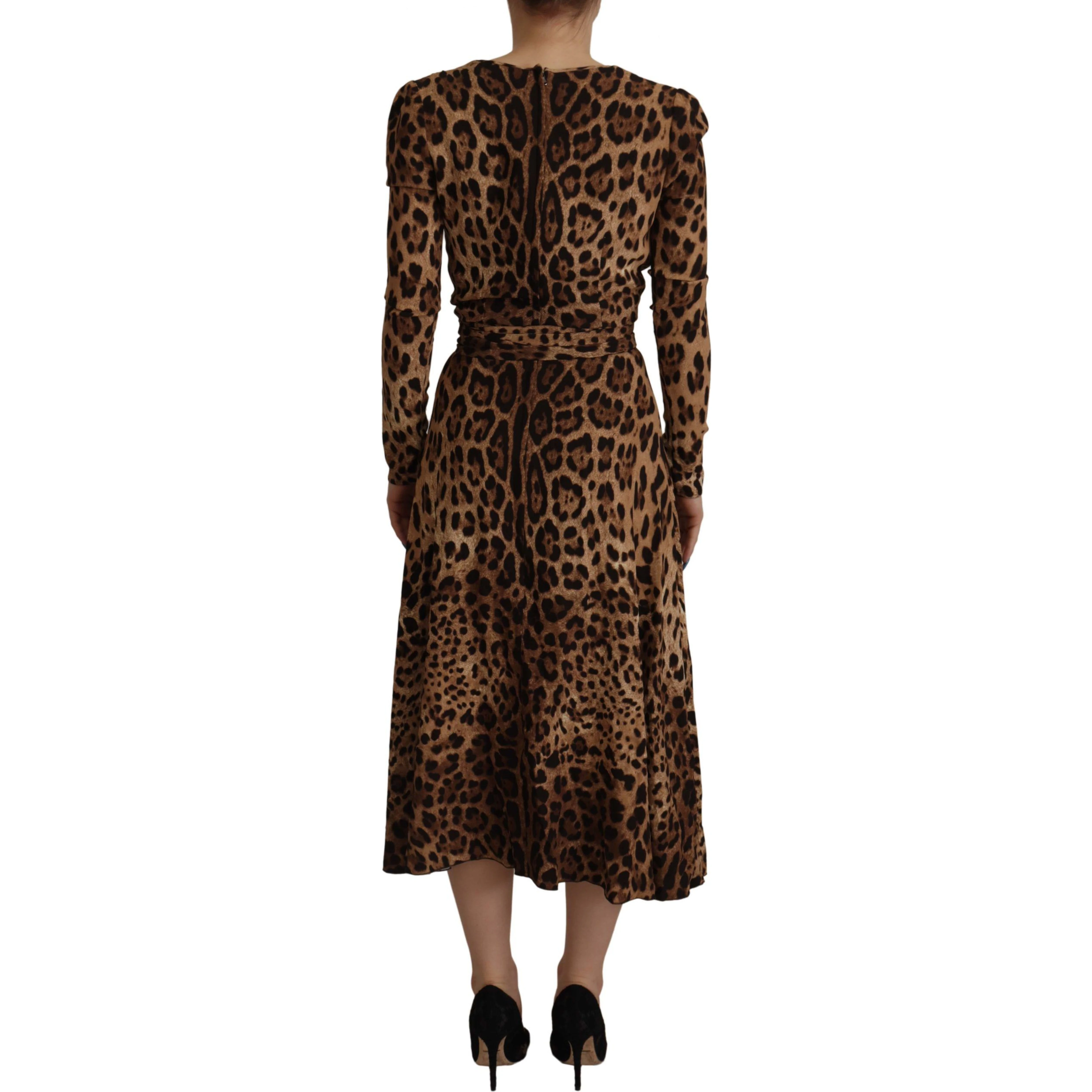 Brown Leopard Wrap A-line Maxi Viscose Dress