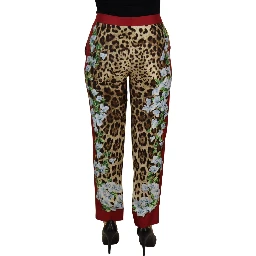 Multicolor Leopard Flora Printed Mid Waist Trouser Pants