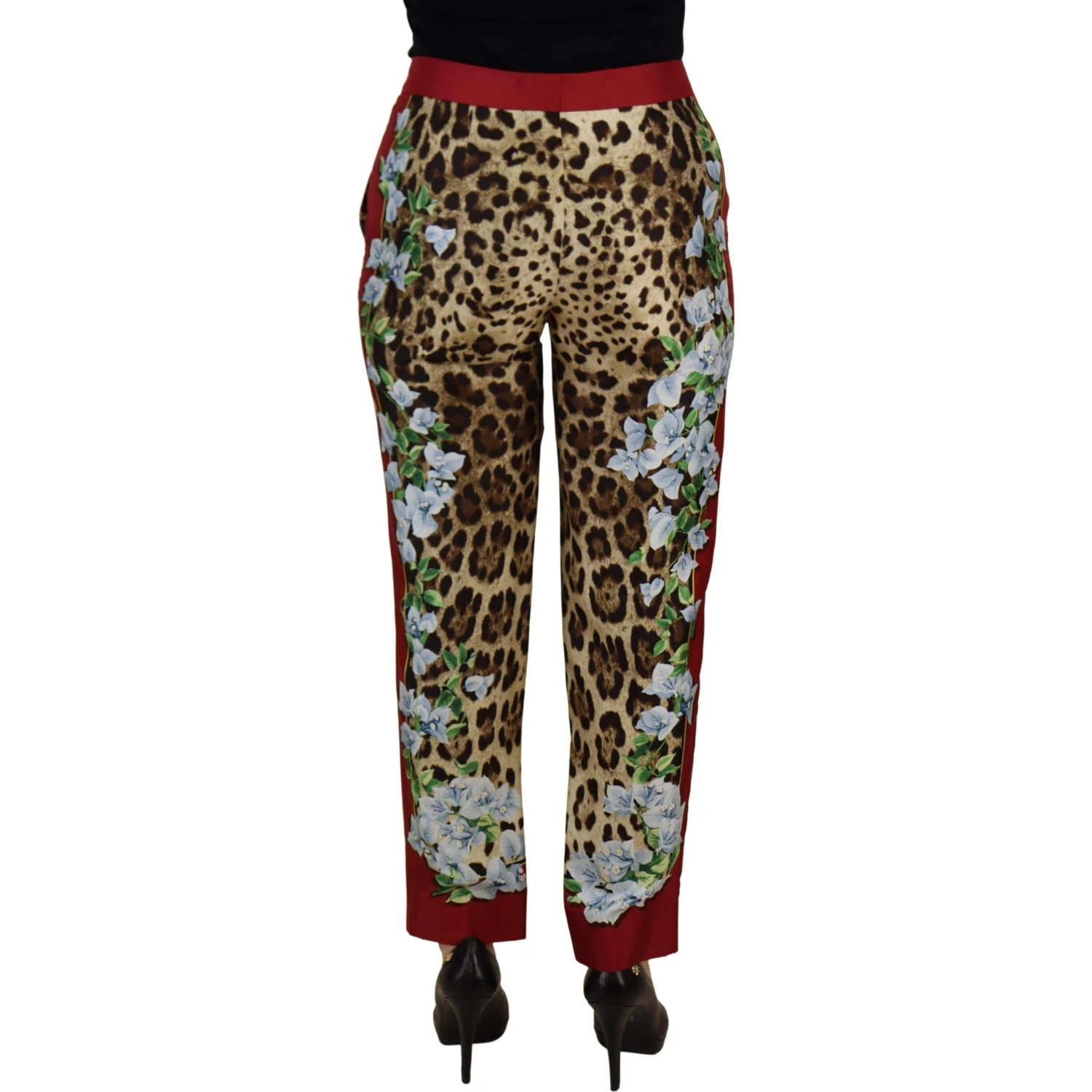 Multicolor Leopard Flora Printed Mid Waist Trouser Pants