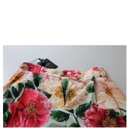 Multicolor Flora Printed High Waist Cropped Trouser Pants