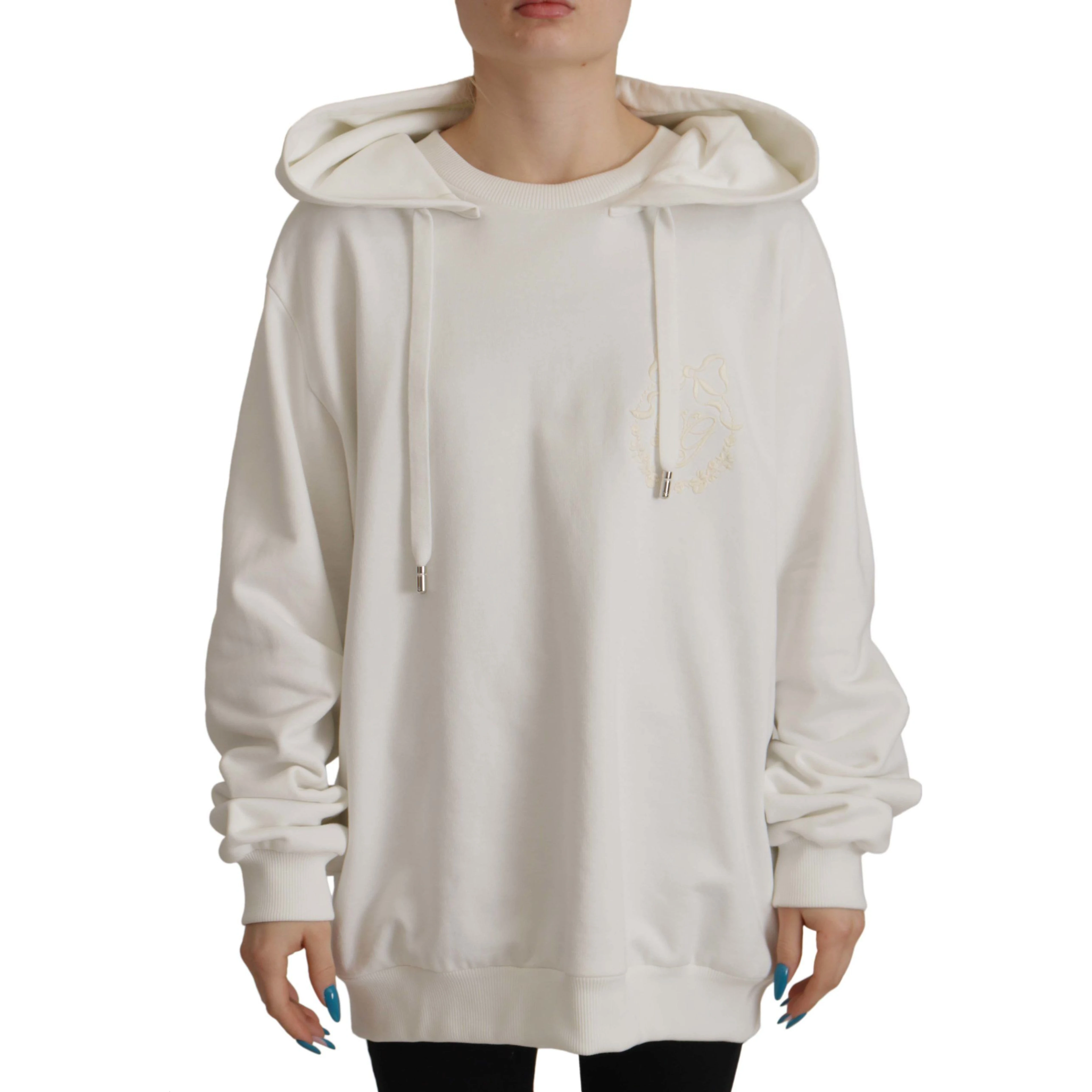 White Hoodie Pullover Embroidered Sweater