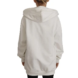 White Hoodie Pullover Embroidered Sweater