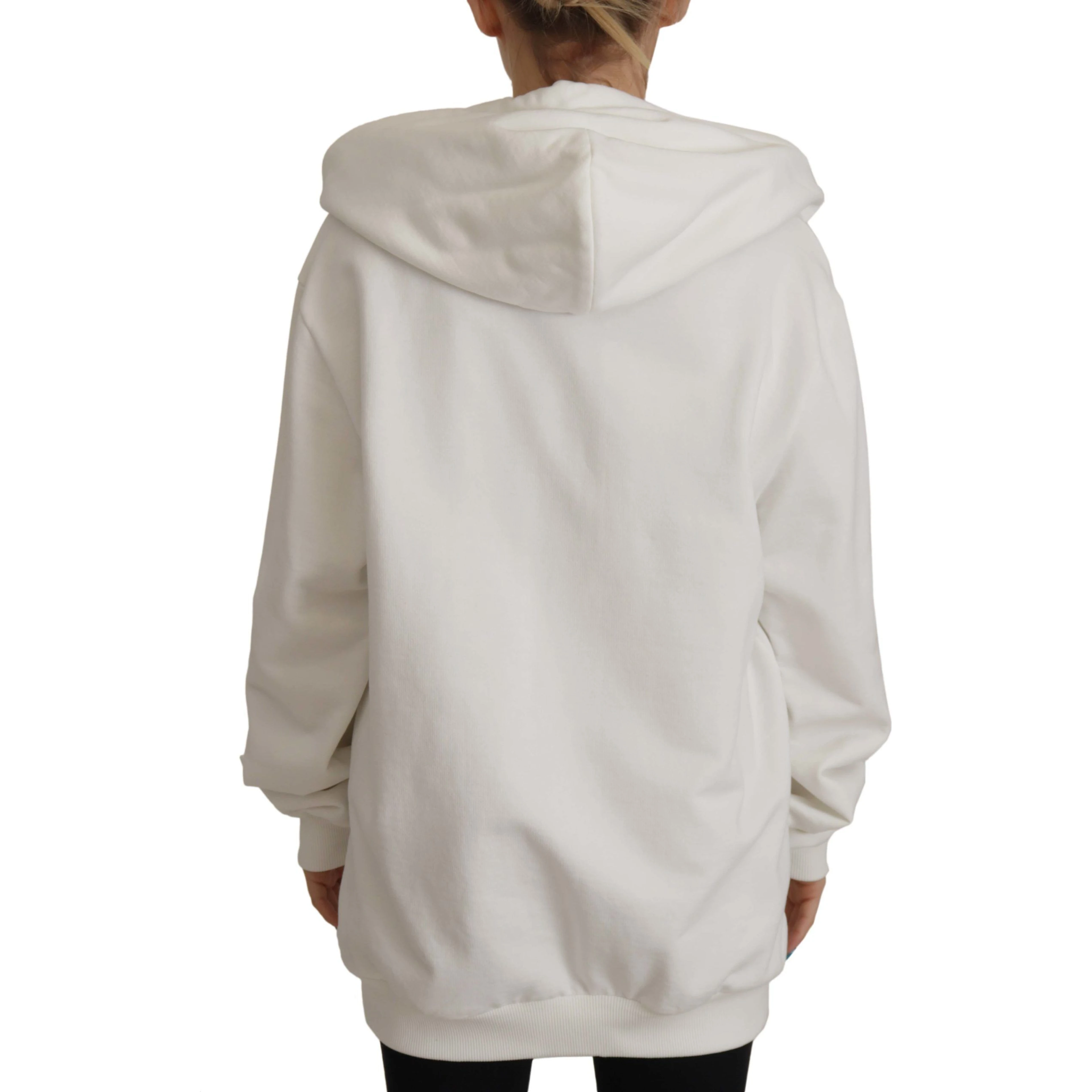White Hoodie Pullover Embroidered Sweater