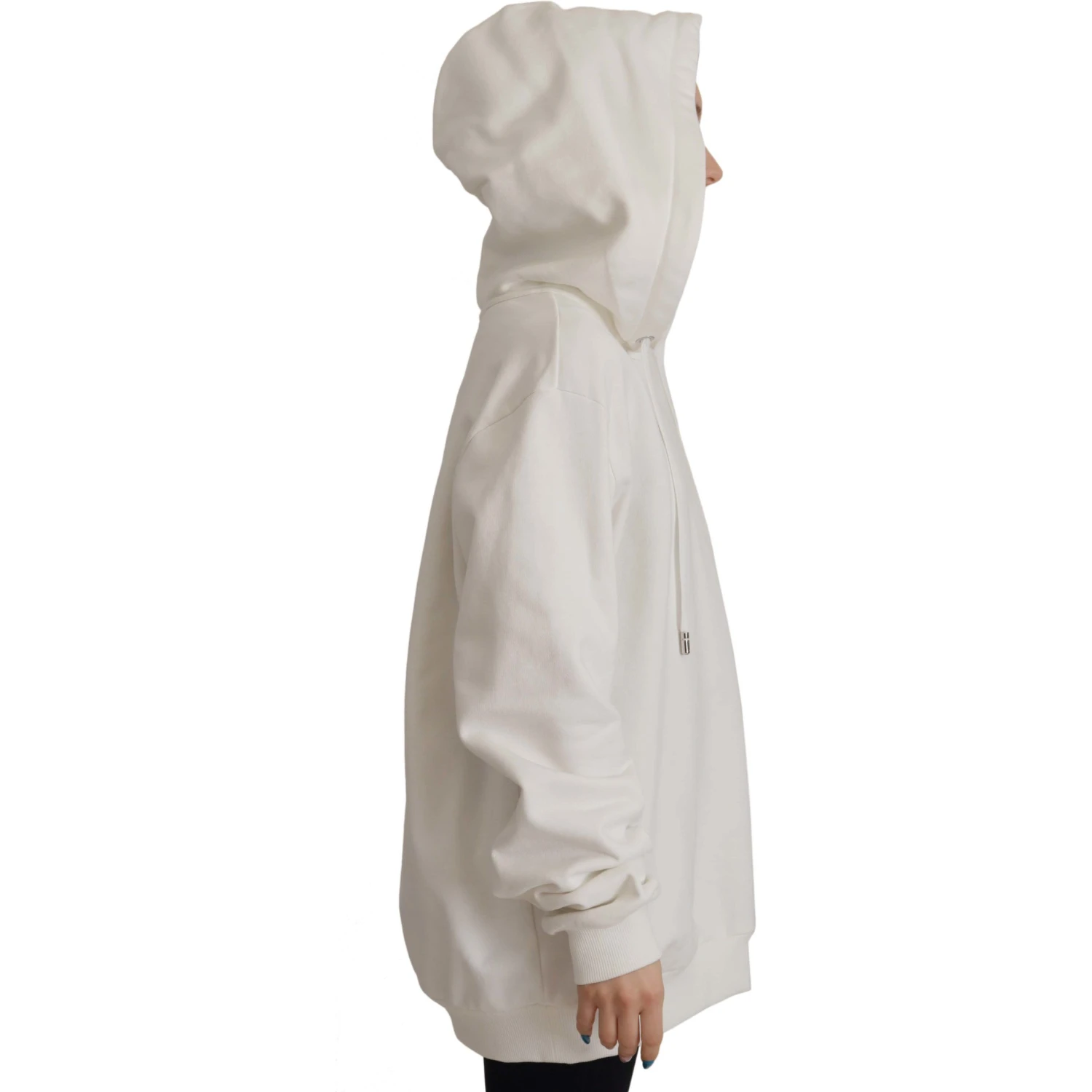 White Hoodie Pullover Embroidered Sweater