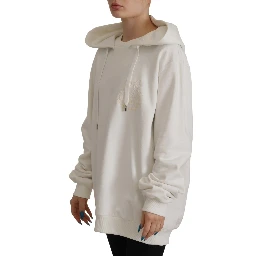 White Hoodie Pullover Embroidered Sweater