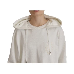White Hoodie Pullover Embroidered Sweater