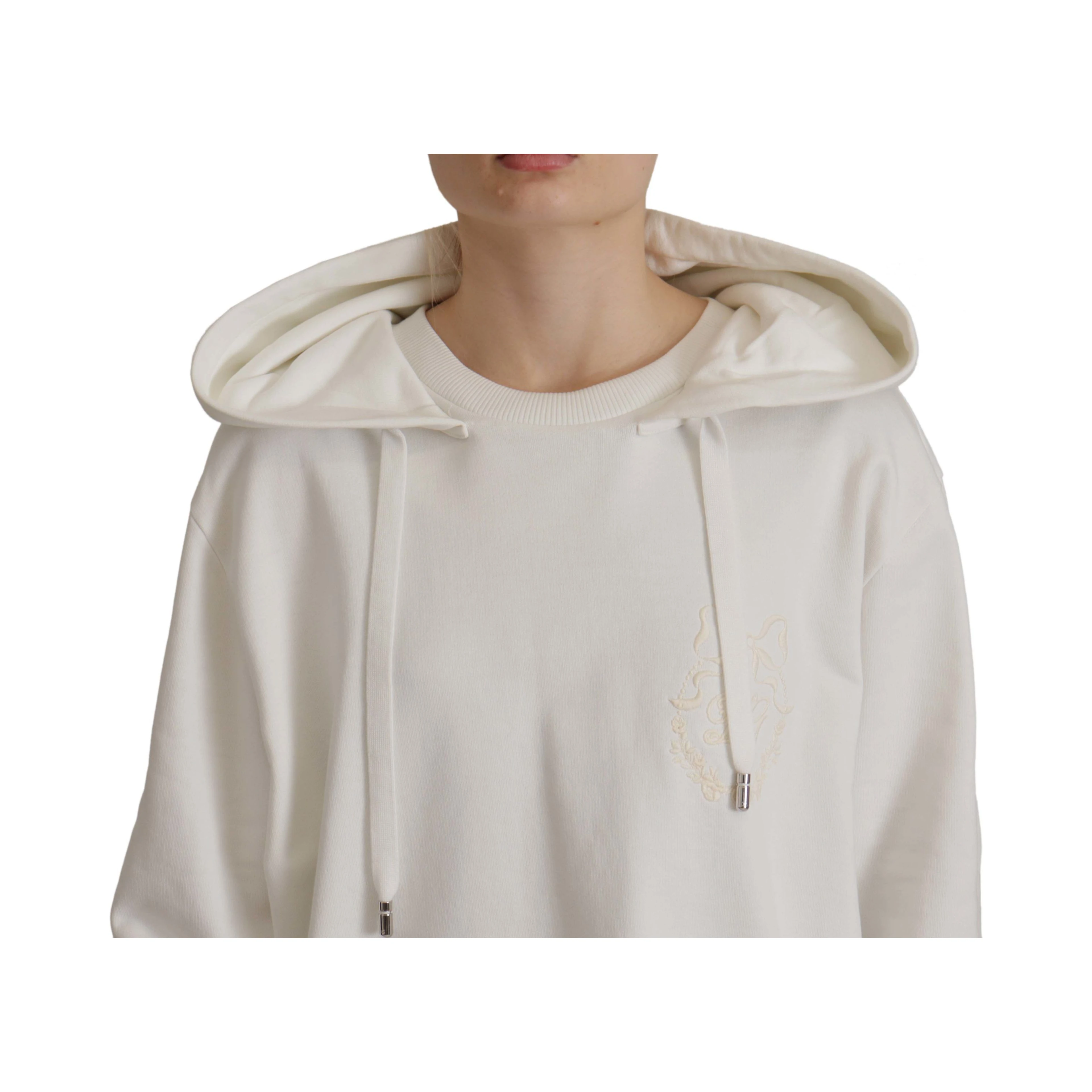 White Hoodie Pullover Embroidered Sweater
