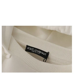 White Hoodie Pullover Embroidered Sweater