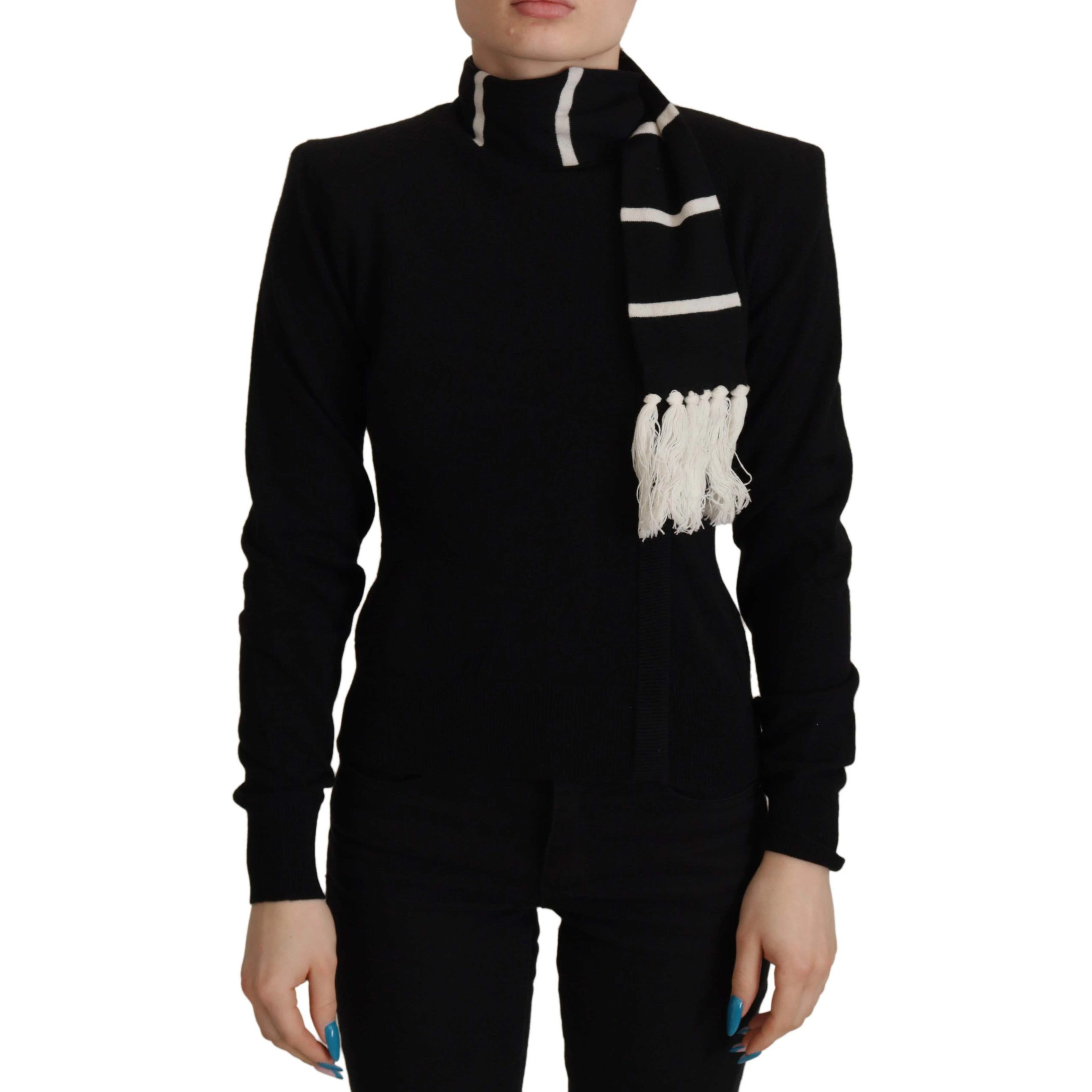 Black Cashmere Turtleneck Pullover Sweater