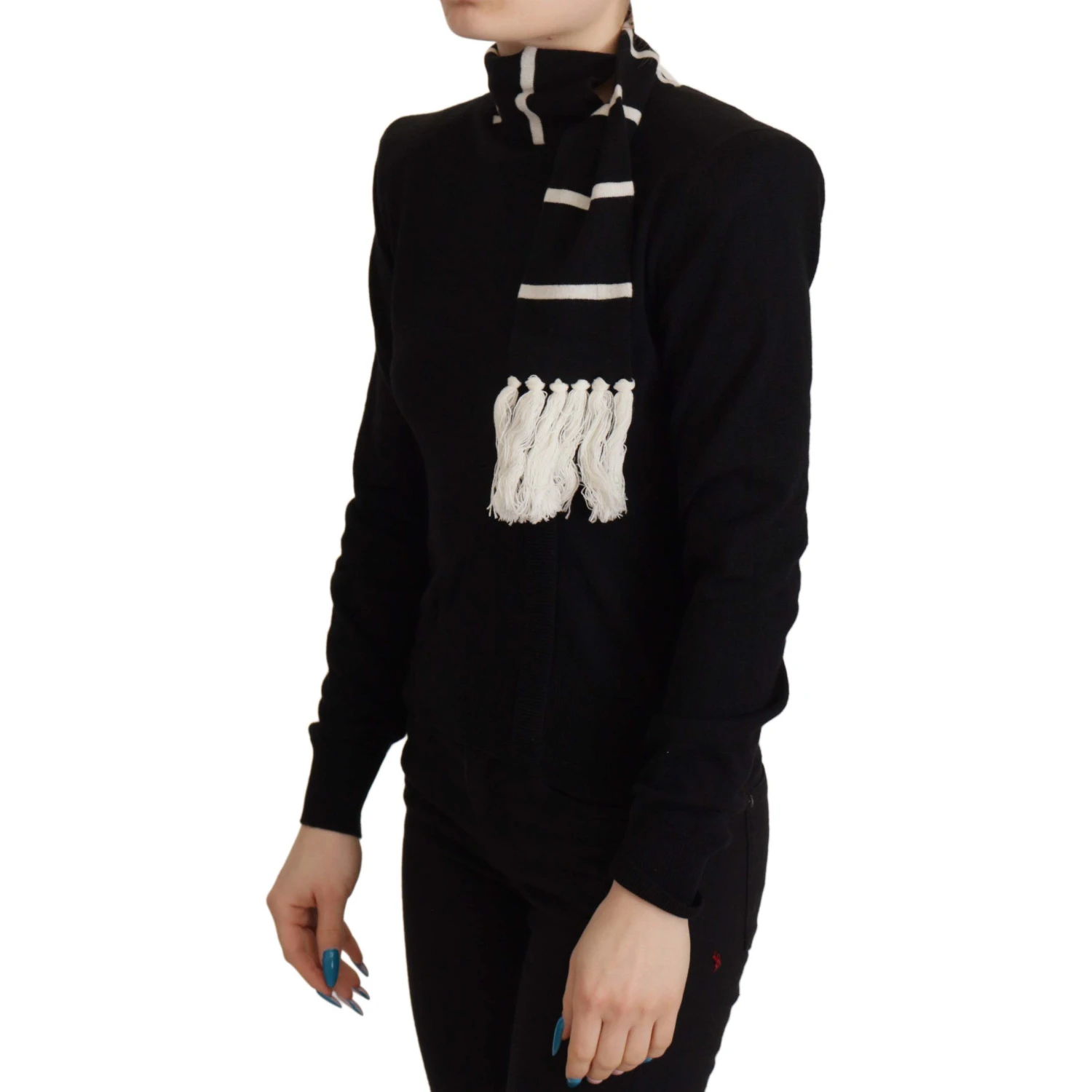 Black Cashmere Turtleneck Pullover Sweater