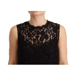 Black Floral Lace Sheath Sleeveless Mini Dress