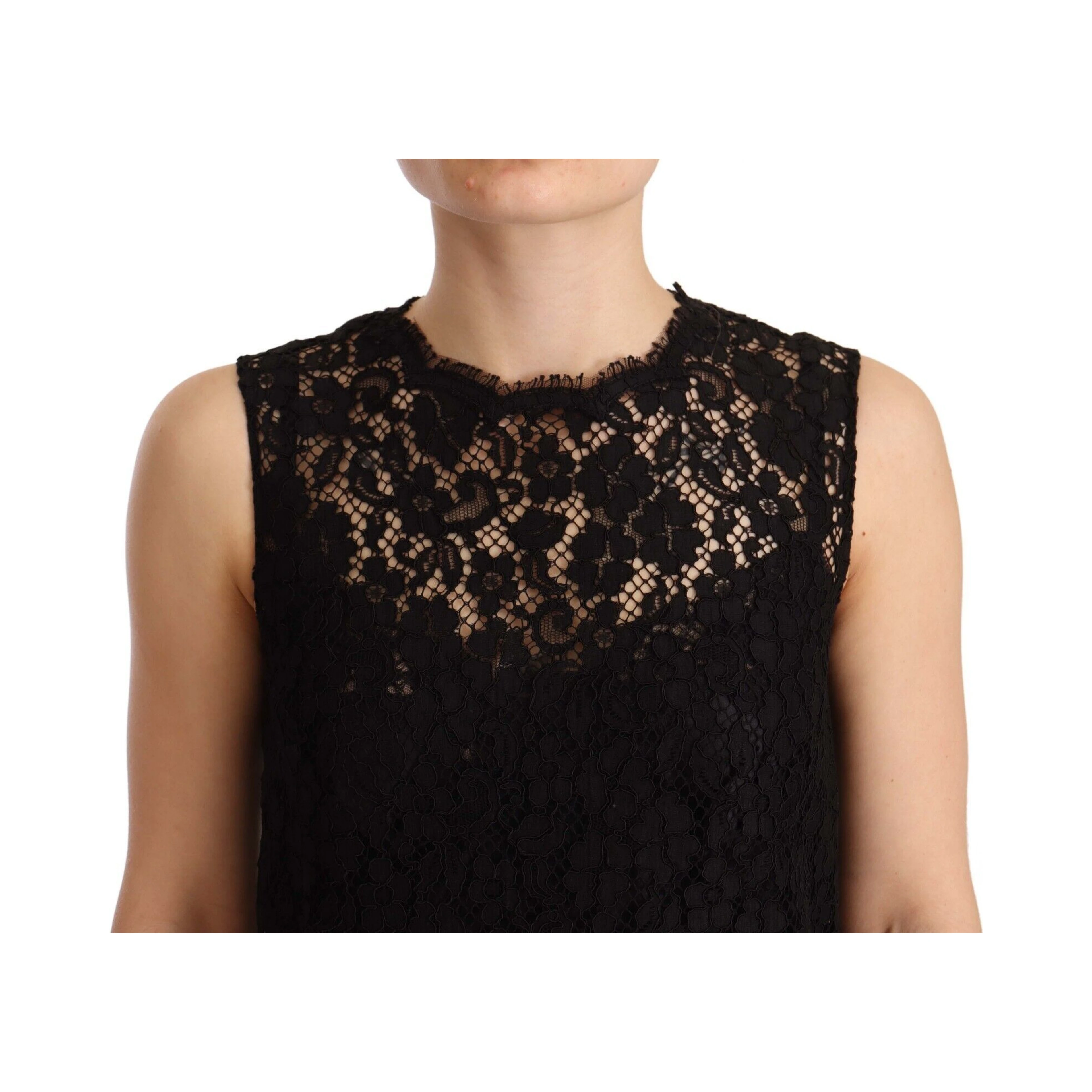 Black Floral Lace Sheath Sleeveless Mini Dress