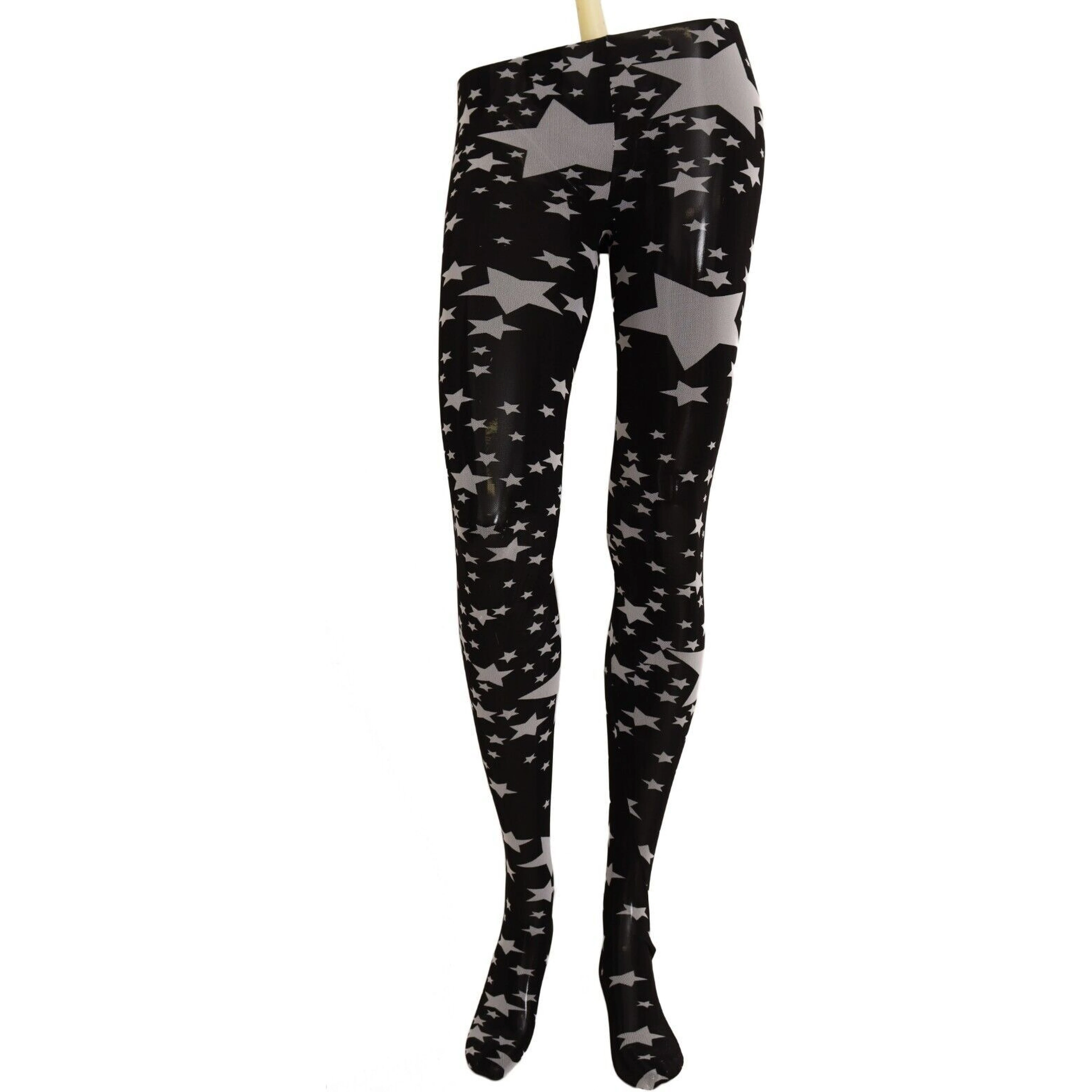 Black White Stars Print Nylon Stockings