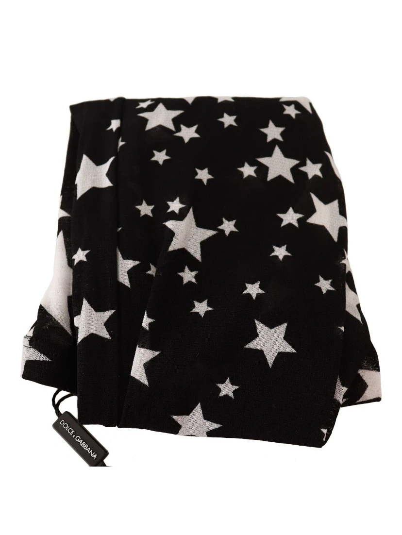 Black White Stars Print Nylon Stockings