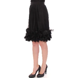 Black Silk Transparent Above Knees Skirt