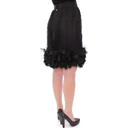 Black Silk Transparent Above Knees Skirt