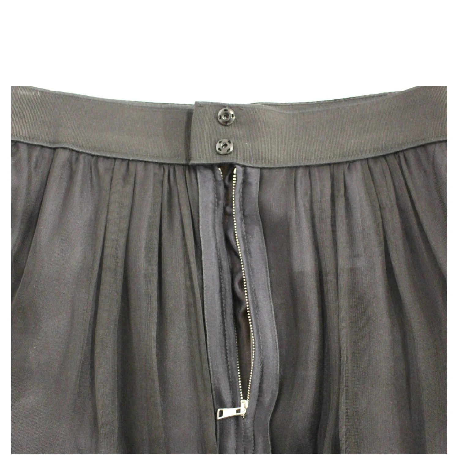 Black Silk Transparent Above Knees Skirt