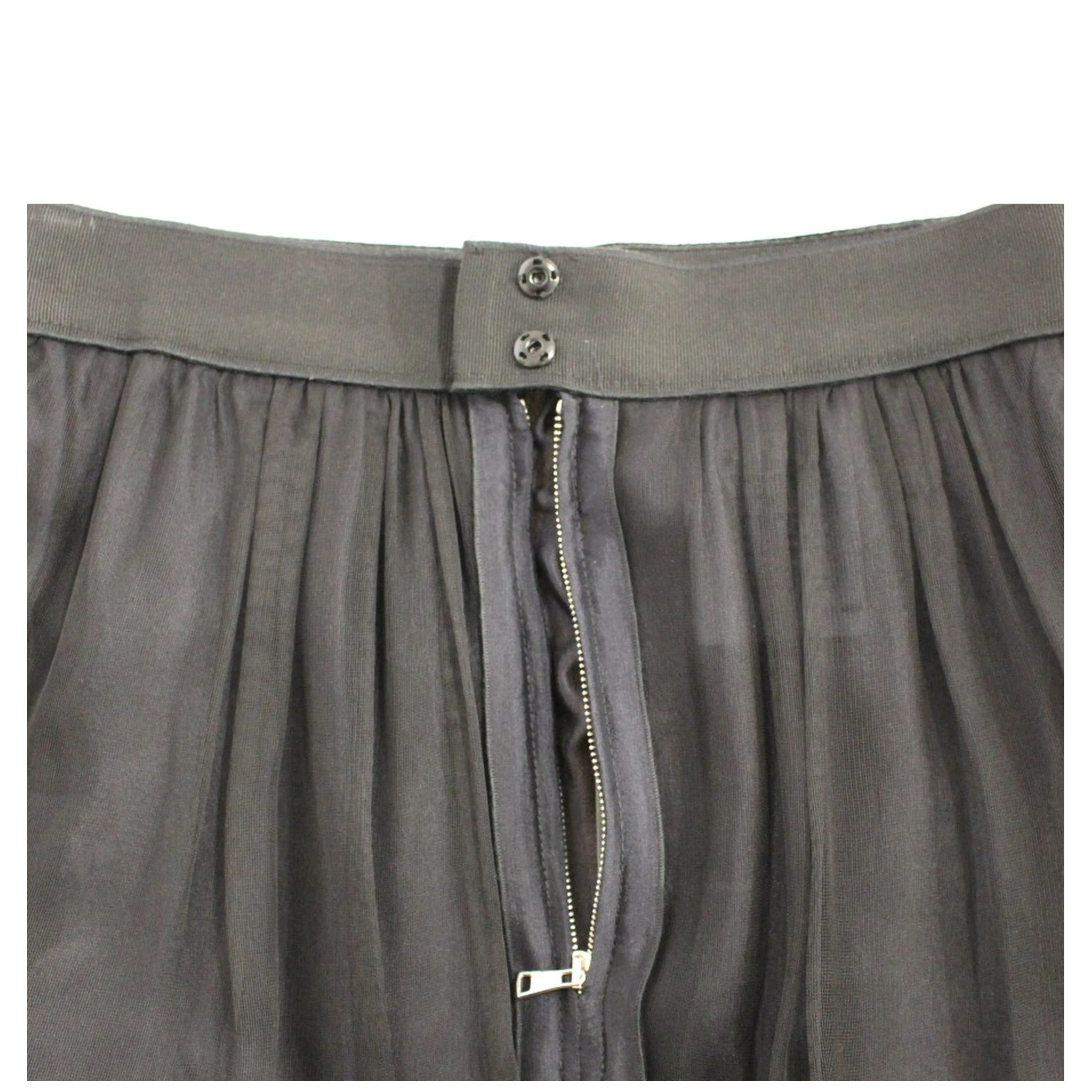 Black Silk Transparent Above Knees Skirt