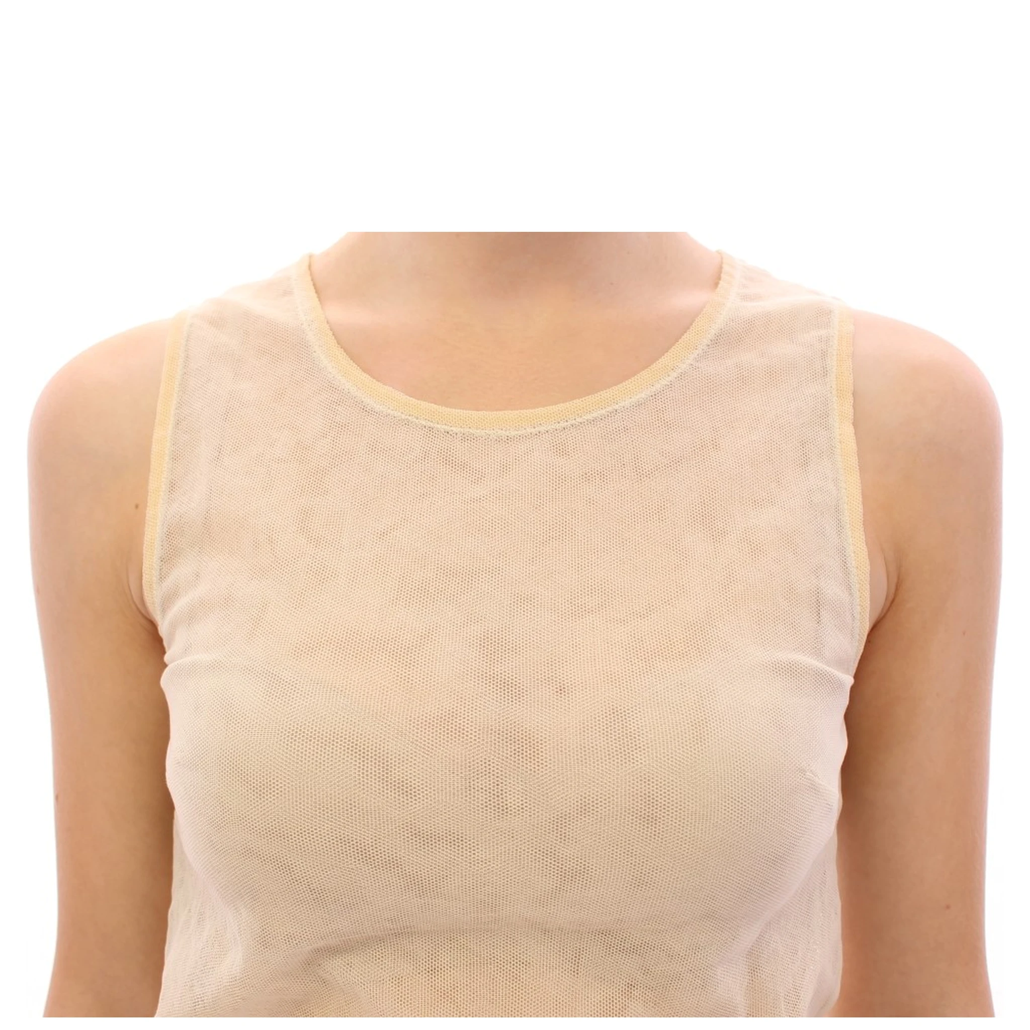 Beige Sleeveless Cotton Top Tank Blouse
