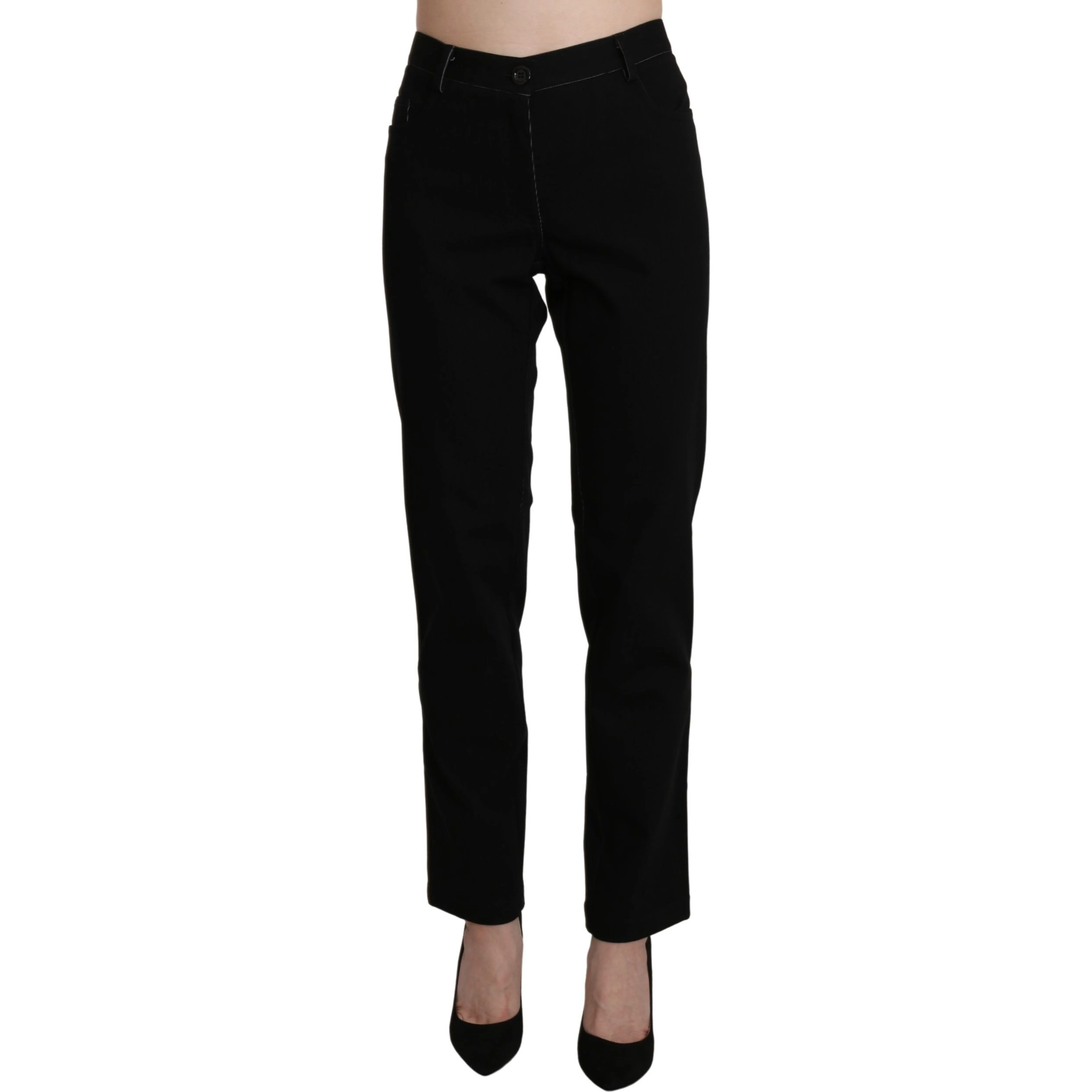Black High Waist Straight Casual Trouser Pant