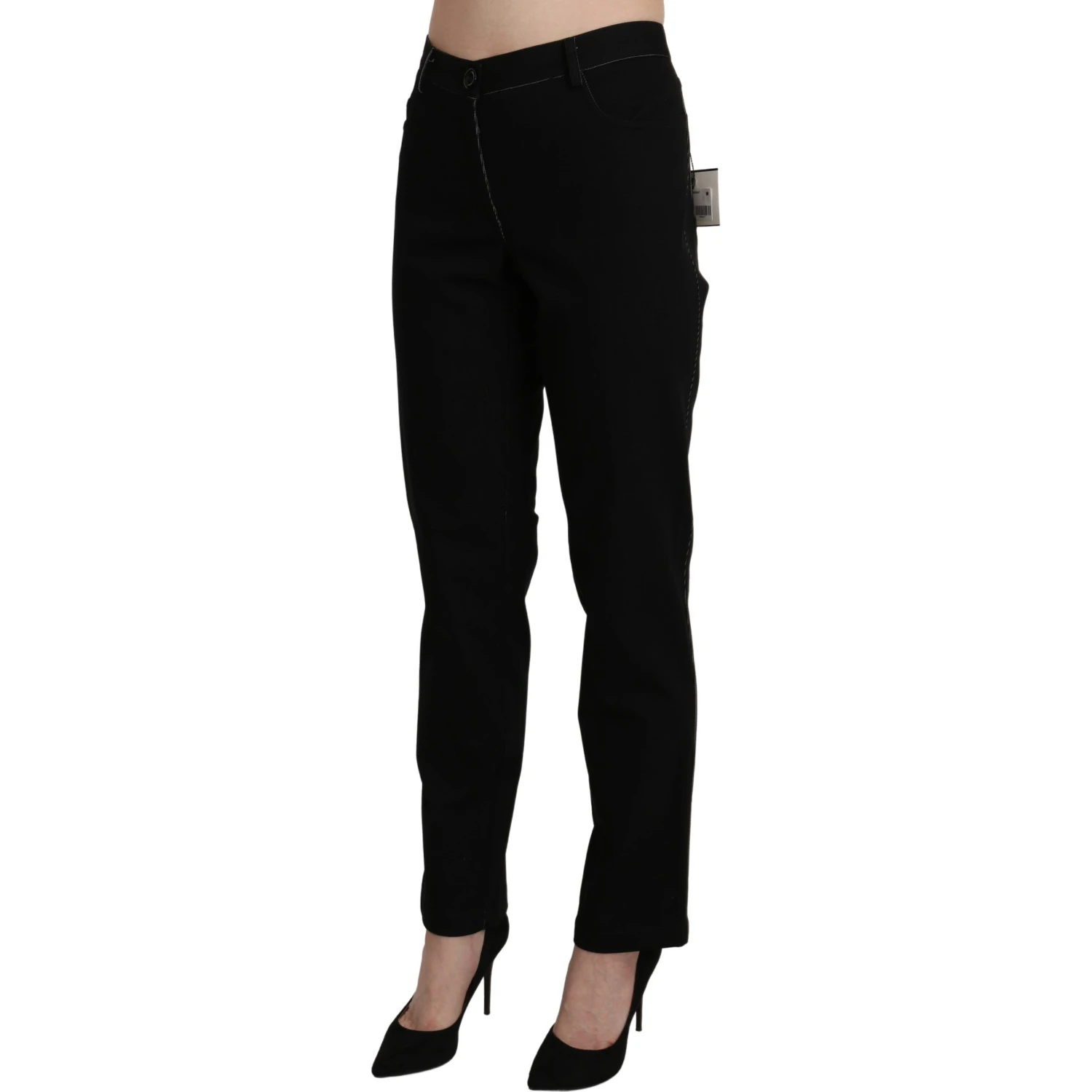 Black High Waist Straight Casual Trouser Pant
