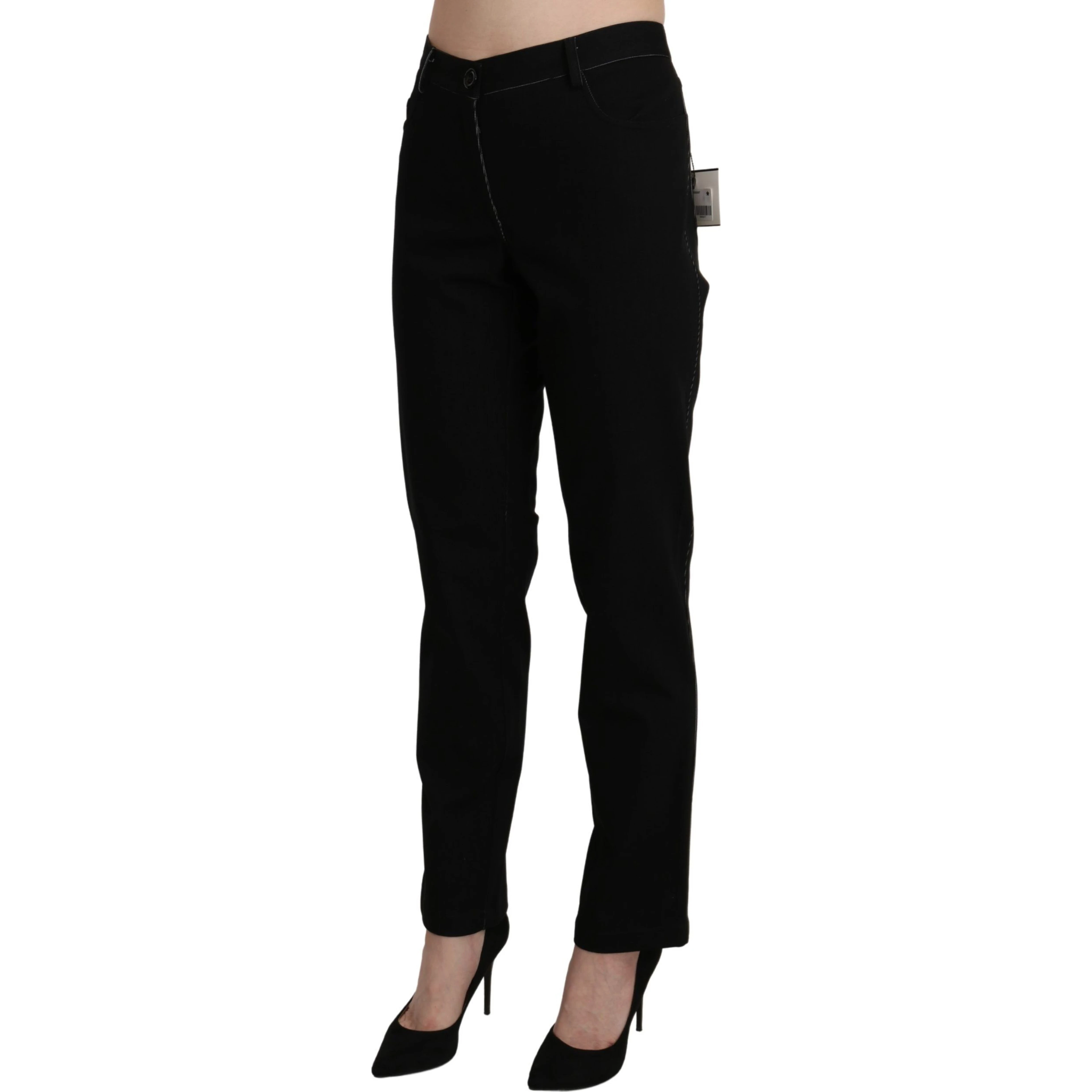 Black High Waist Straight Casual Trouser Pant