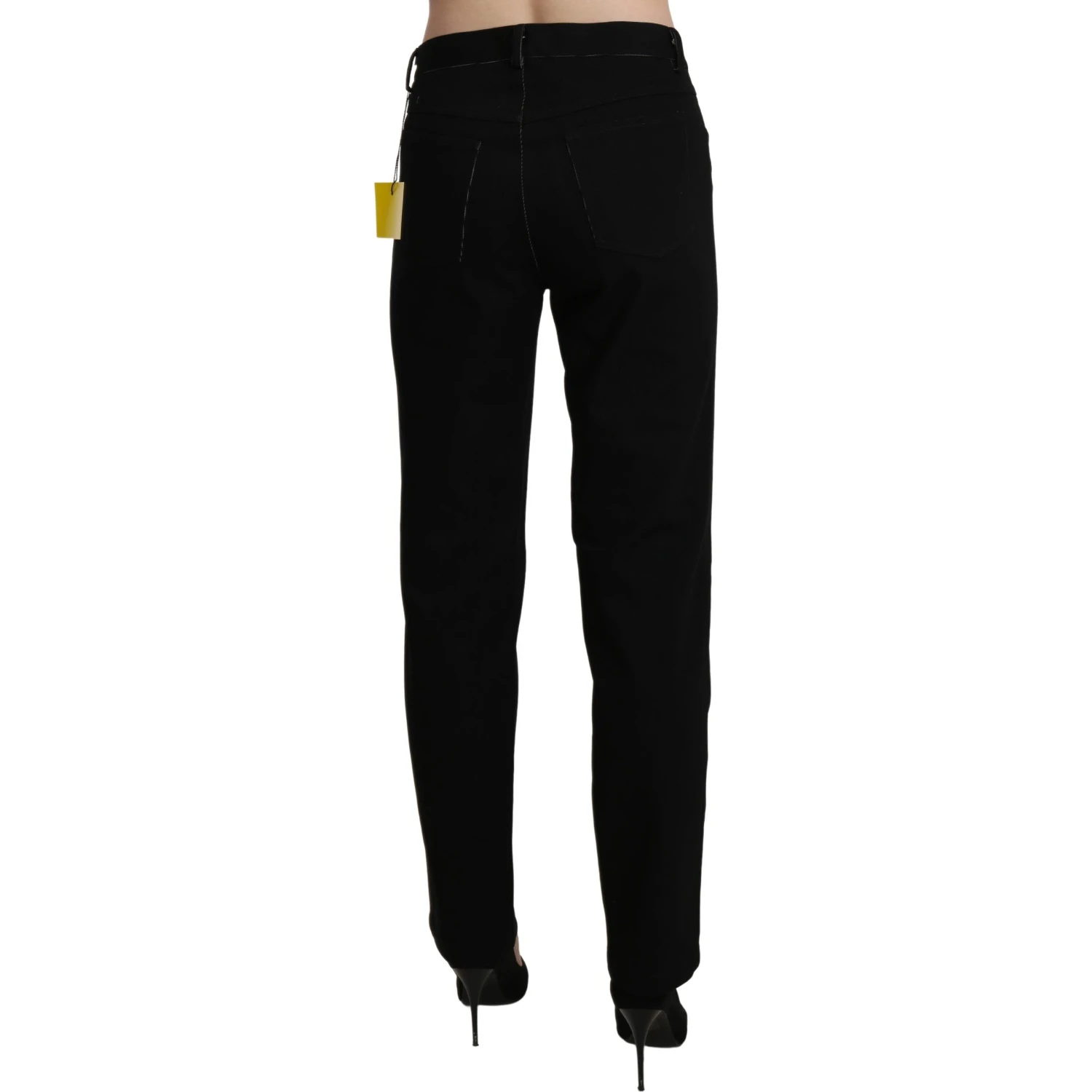 Black High Waist Straight Casual Trouser Pant
