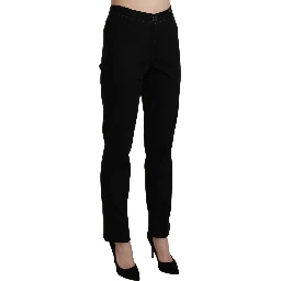 Black High Waist Straight Casual Trouser Pant