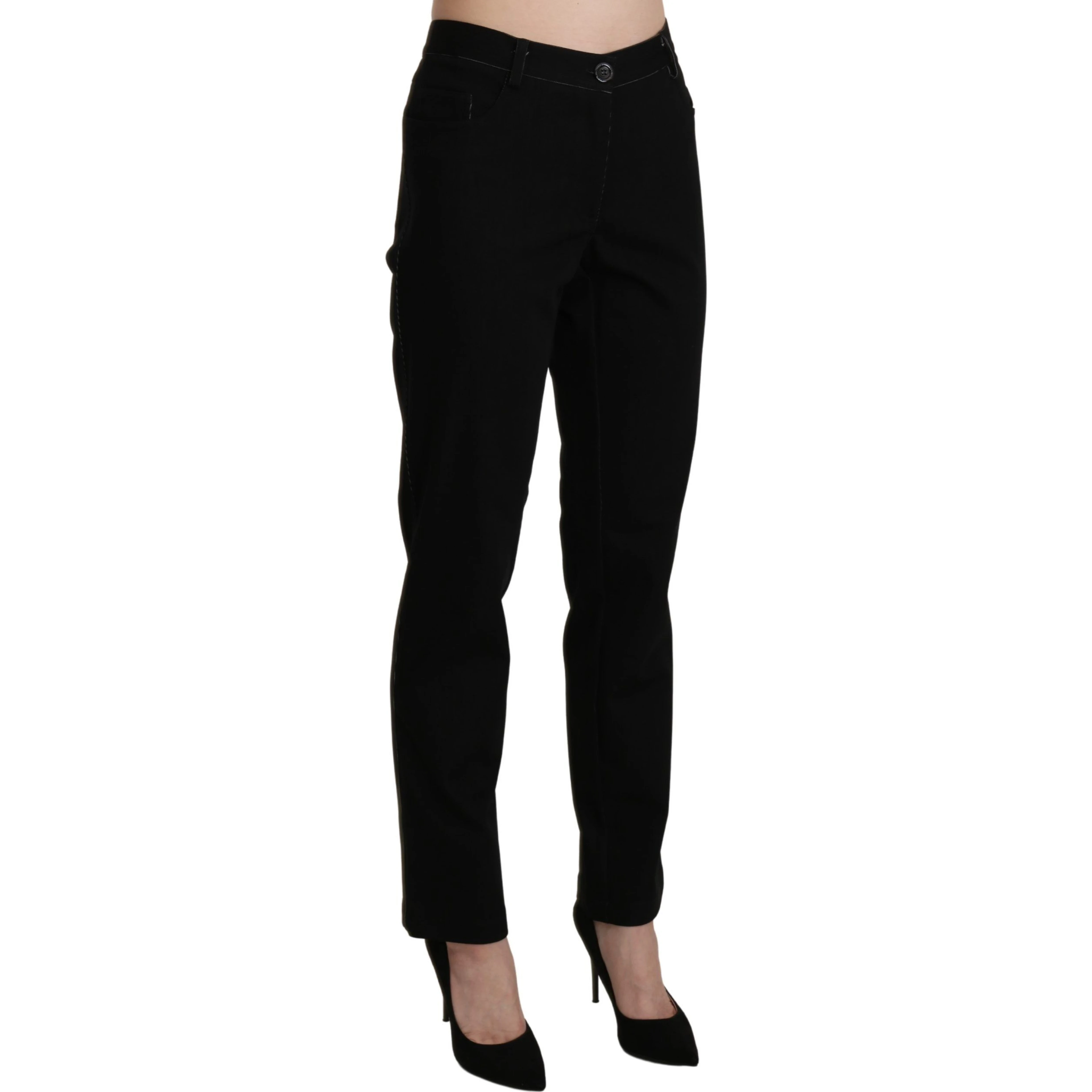 Black High Waist Straight Casual Trouser Pant