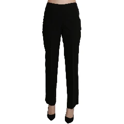 Black High Waist Straight Dress Trouser Pant
