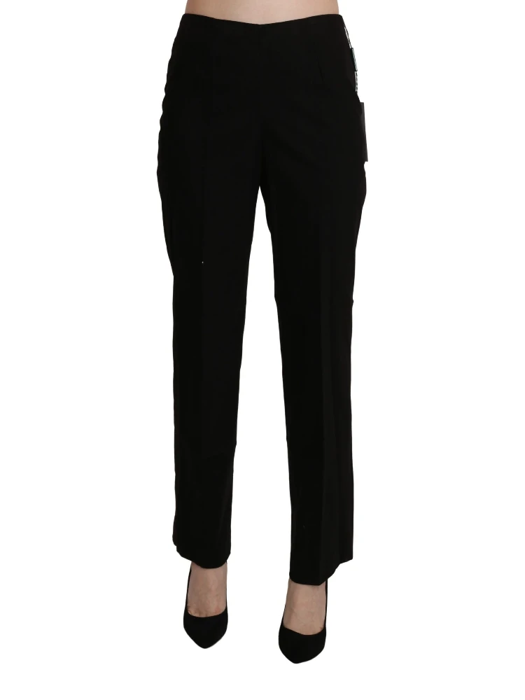 Black High Waist Straight Dress Trouser Pant
