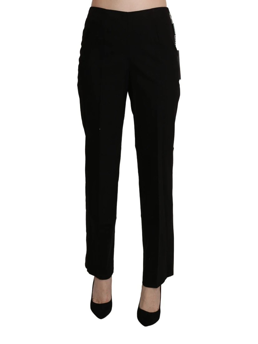 Black High Waist Straight Dress Trouser Pant