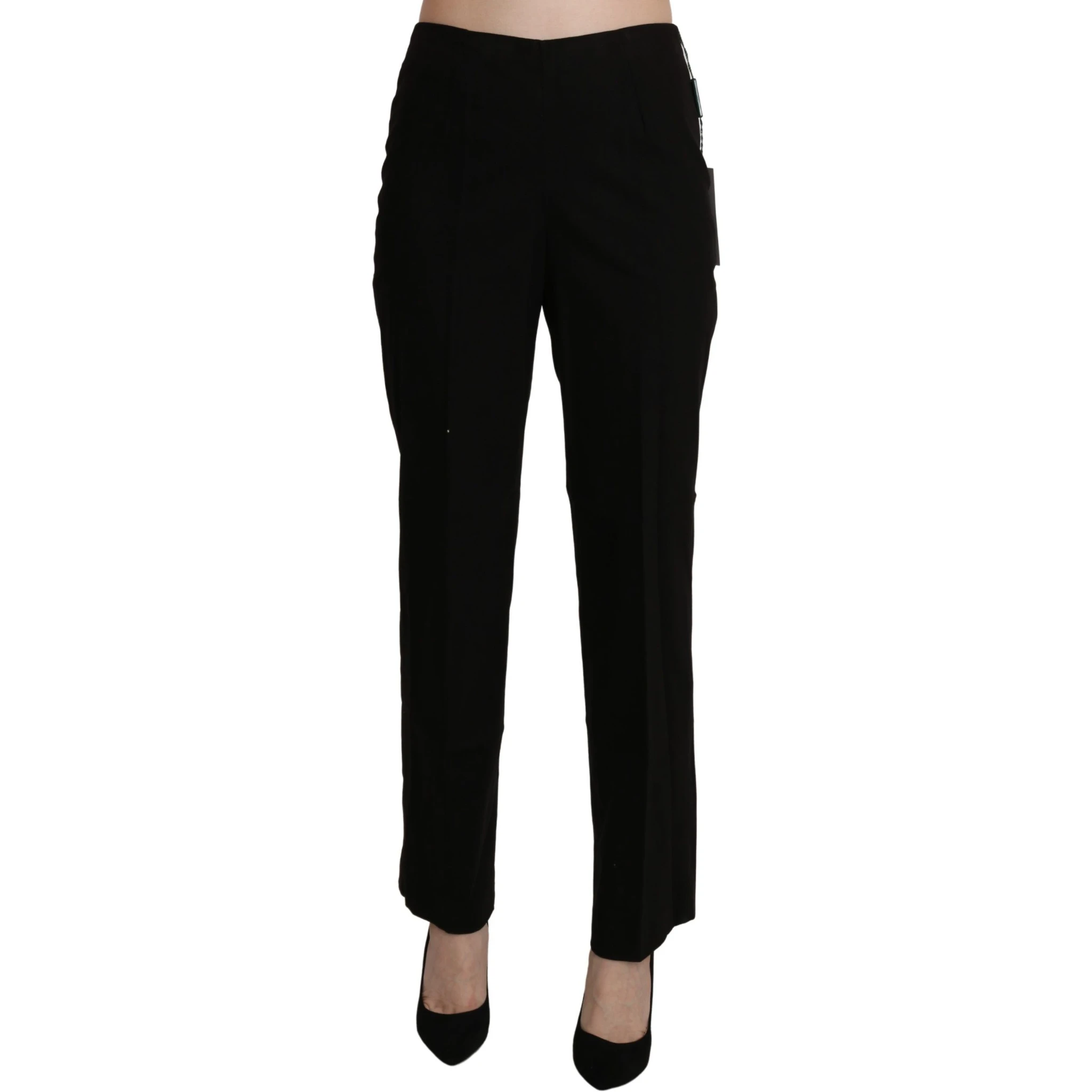 Black High Waist Straight Dress Trouser Pant