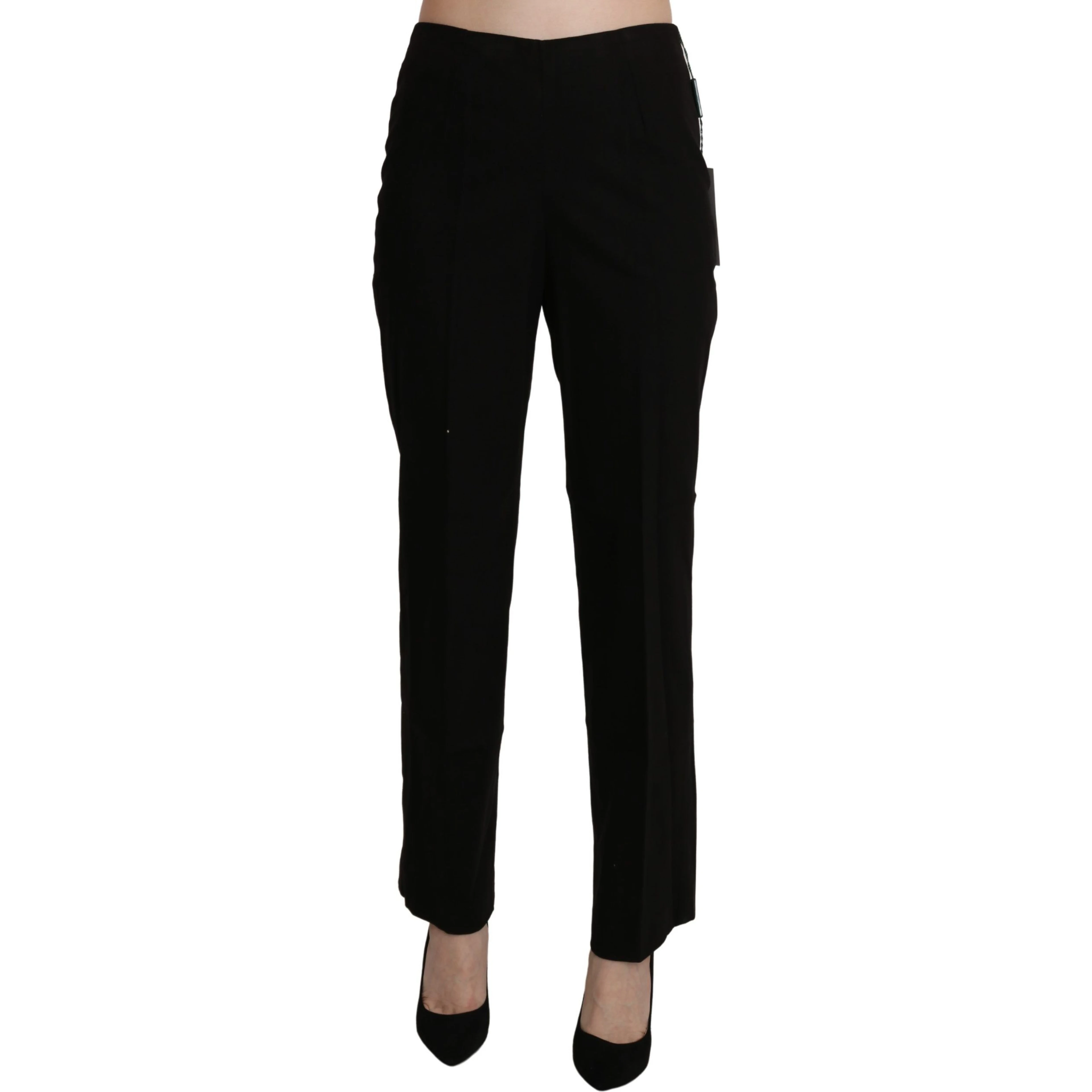 Black High Waist Straight Dress Trouser Pant