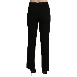Black High Waist Straight Dress Trouser Pant