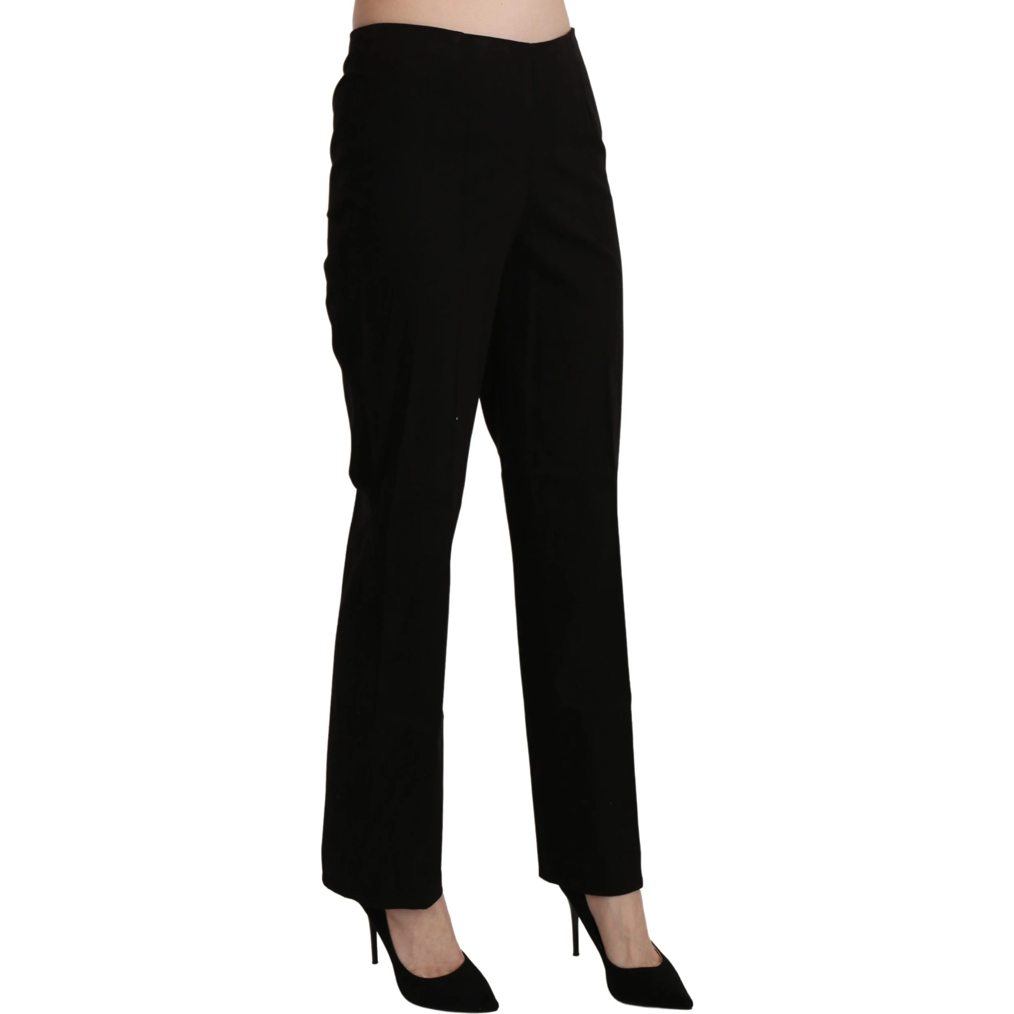 Black High Waist Straight Dress Trouser Pant