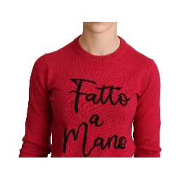 Pink Embroidered Cashmere Wool Pullover Sweater