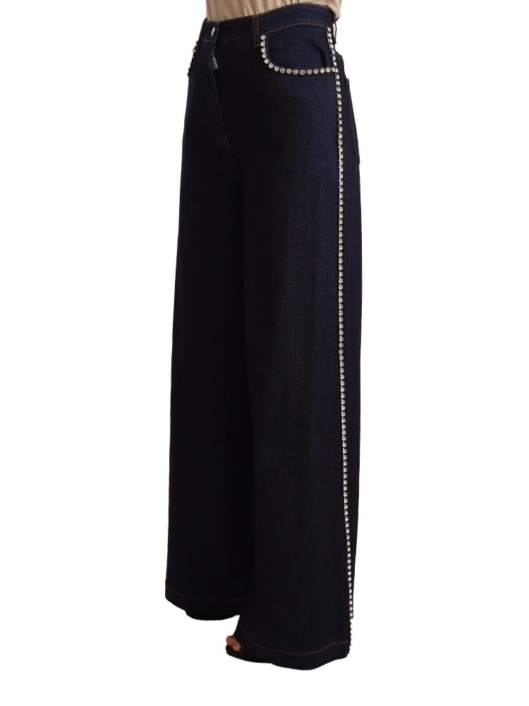 Dark Blue Crystal Embellished Flare Jeans alternative