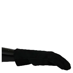 Black Leather Motorcycle Biker Mitten Gloves