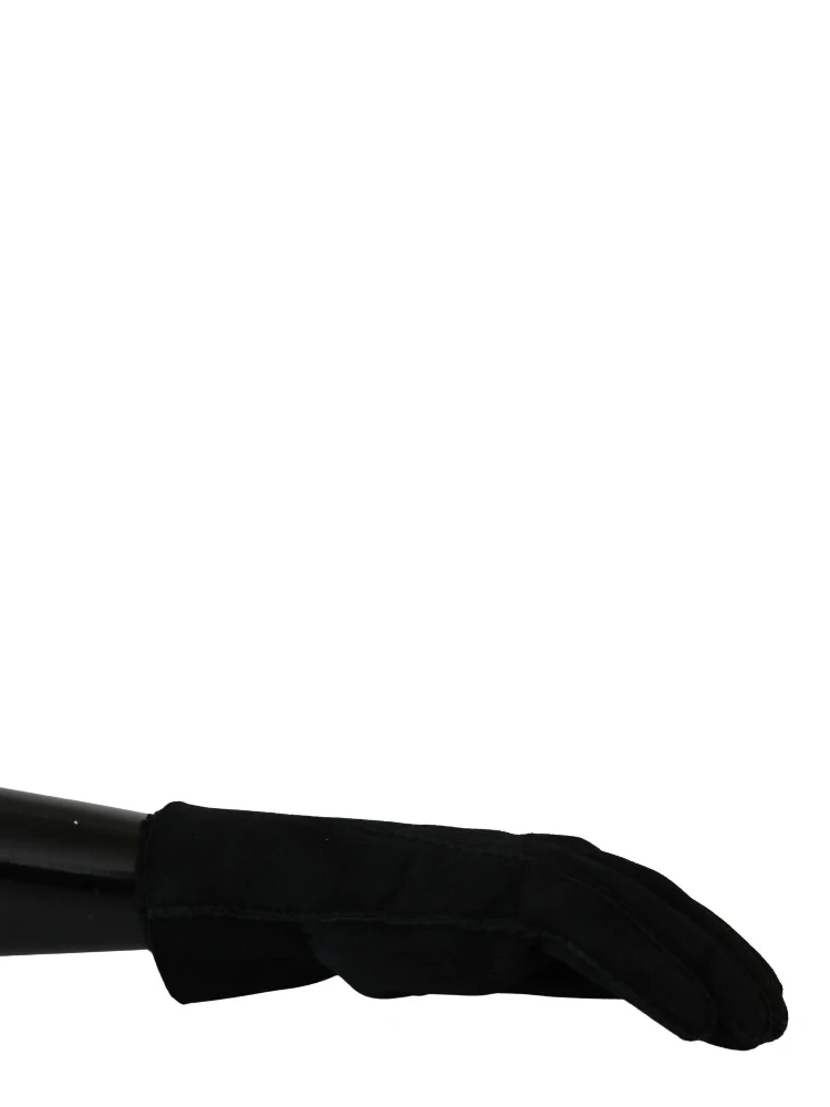 Black Leather Motorcycle Biker Mitten Gloves