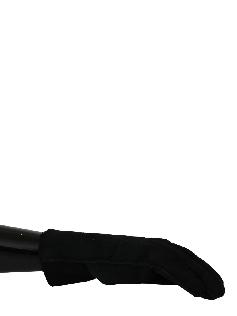 Black Leather Motorcycle Biker Mitten Gloves