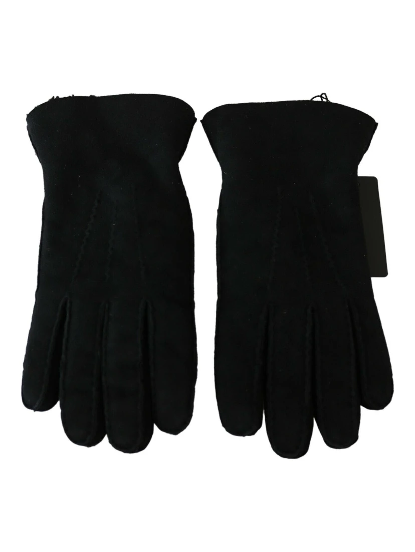 Black Leather Motorcycle Biker Mitten Gloves